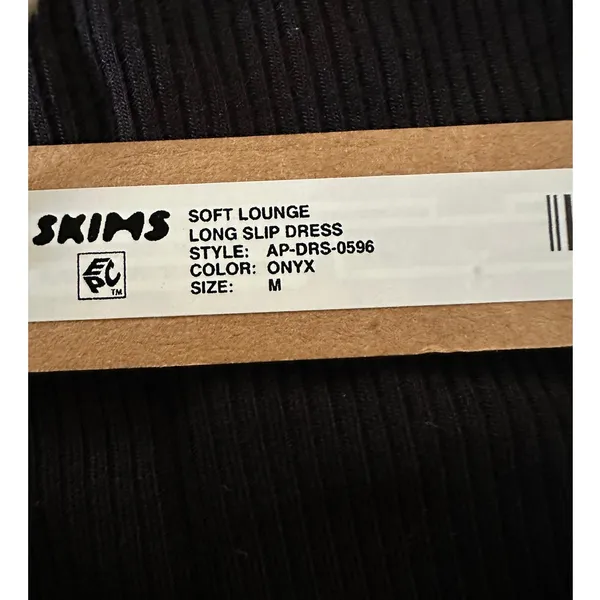 SKIMS Soft Lounge Long Ribbed Slip Dress Onyx size Medium - Image 10