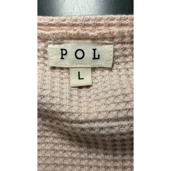 POL‎ Waffle Knit Floral Mixed Media Quilted Boho Split Neck Top Women's Large - Image 4
