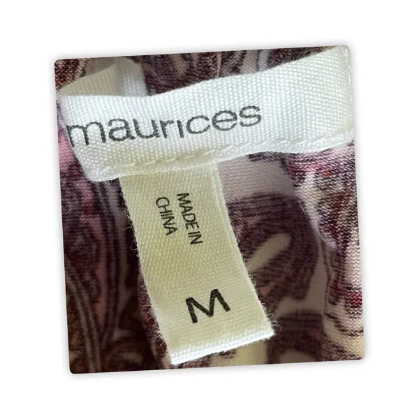 Maurices Womens M Paisley Wide Leg Cropped Jumpsuit Burgundy Boho - Image 8