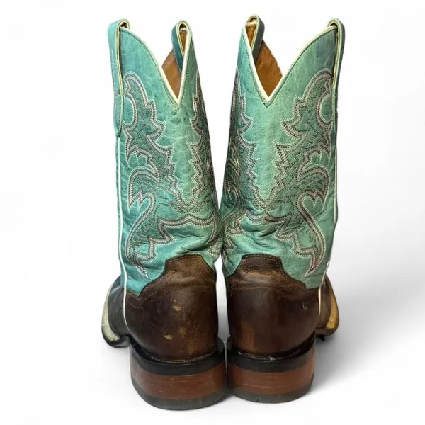 Dan Post Babs DP4937 Western Boots Womens 7.5 Brown Turquoise Square Toe Cowgirl - Image 7