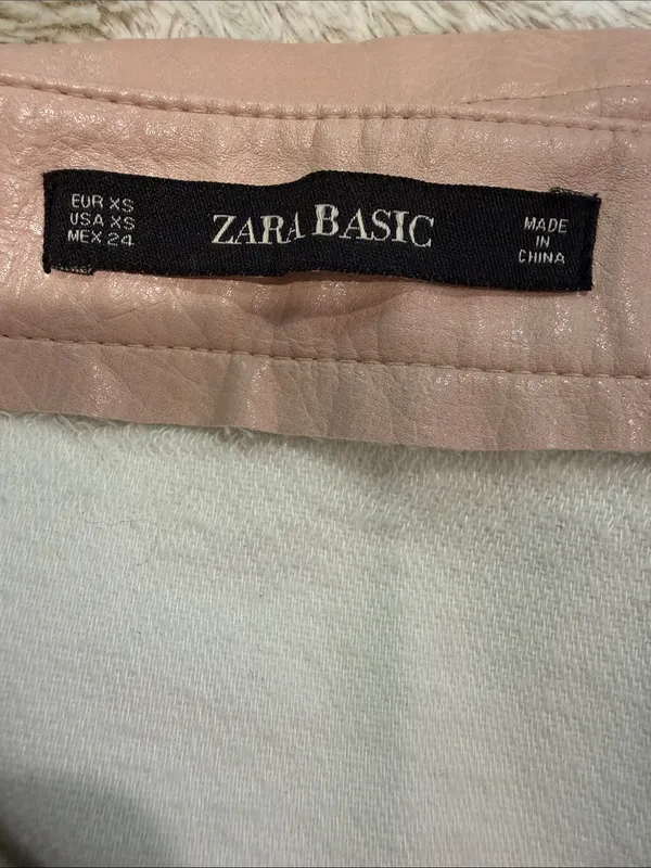 Zara Vegan Leather Mini Skirt in Pale Pink Size XS - Image 4