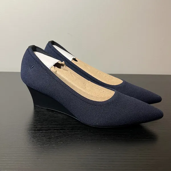 VIVAIA Aria Wedge Pro Navy Blue Knit Pointed Toe Sustainable Heels EU 40 US 9 - Image 4