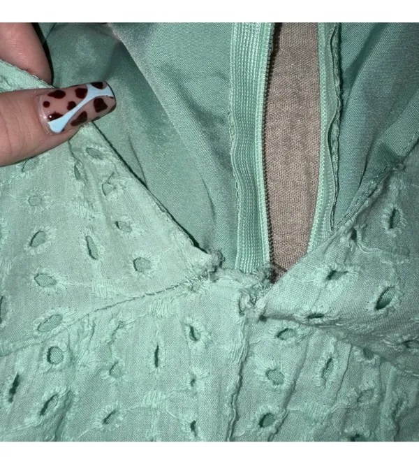 Mustard Seed Eyelet Green Romper Dress - Image 3