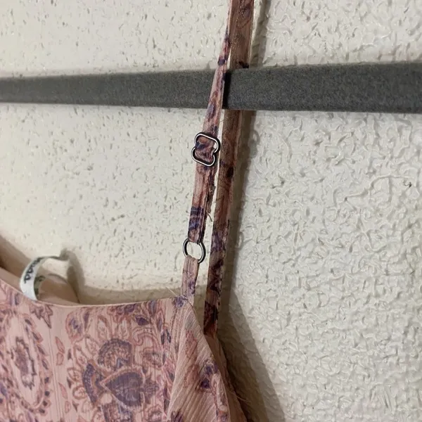 Mudd Pink Floral Slip Dress Womens XL Adjustable Straps Boho Sheer Overlay - Image 5