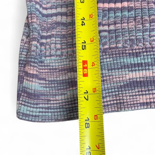 Sincerely Jules Purple‎ Space Dyed Long Bell Sleeve Cropped Preppy Knit Sweater - Image 5