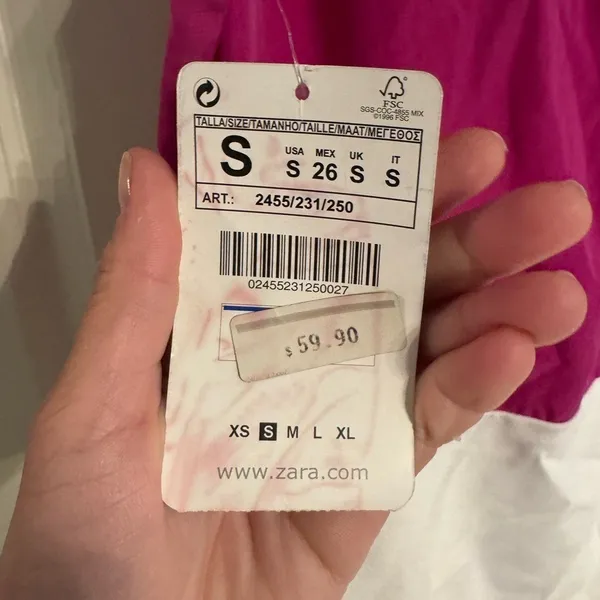 NWT Zara Magenta & White Aline Dress, Small‎ - Image 2