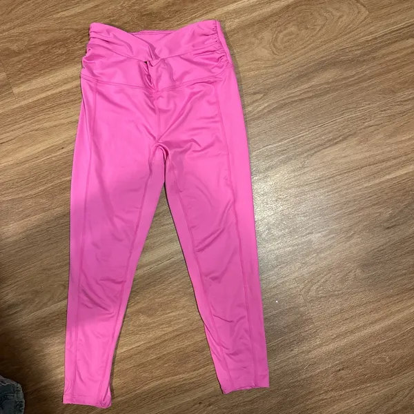 Free People Women's Cross Over Waisted‎ Pink Leggings Size MediumY2k girlie - Image 3