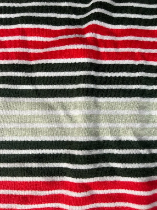 Pact Green Red Striped Long Sleeve Crew Neck 100% Cotton T Shirt Size M Classic - Image 3