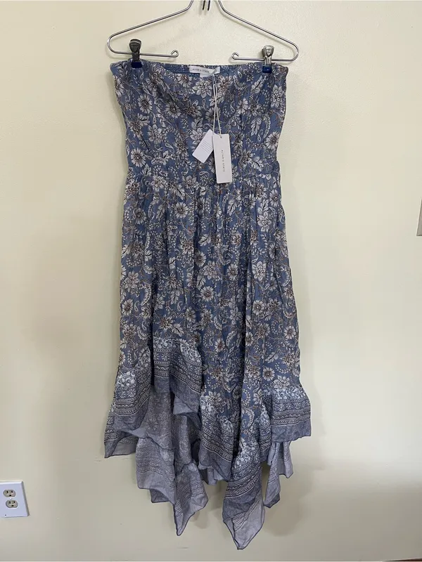 NEW Altar’d State Blue Floral Strapless Maxi Dress Size Large NWT - Image 4