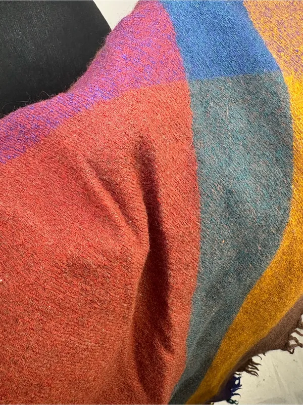 Source Unknown Plaid Scarf Warm Plaid Triangle Scarf - Rust, Mustard, Teal, Purple & Brown - Image 8