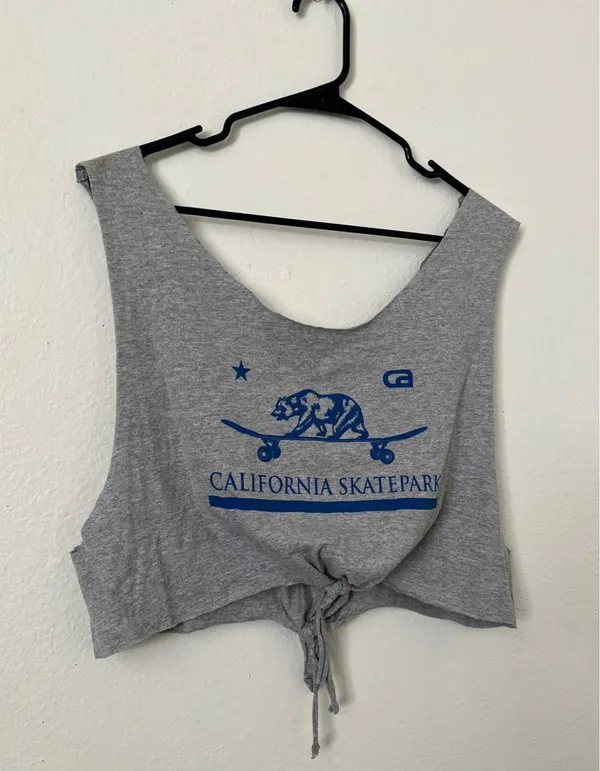 Heather Grey Tank Crop Top Gray - Image 2