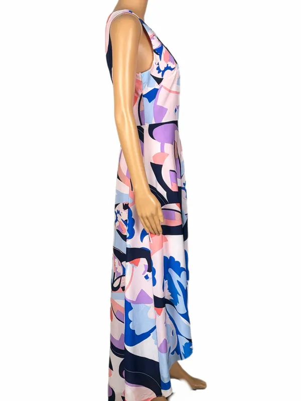 NICOLE MILLER New York Abstract Floral High Low Asymmetrical Maxi Dress Size 4 - Image 5