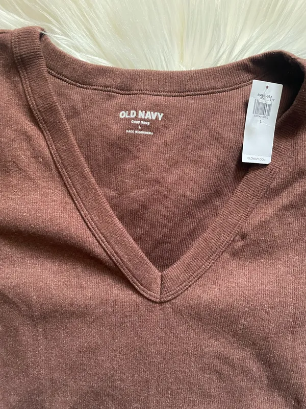 OLD NAVY • T-SHIRTS Women brown V-neck long sleeve knit - Image 7