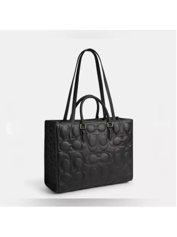 NEW Coach Maggie Tote Black Signature Embossed Leather CY672 NWT - Image 5