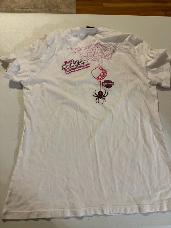 Harley-Davidson white cotton t-shirt vibrant rainbow foil graphic medium spider - Image 6