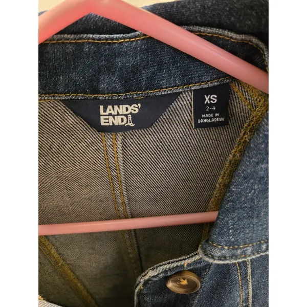 Lands' End Safari Field Size XS 2-4 Denim Jacket Dark Wash 4 Flap Pocket Women - Image 6