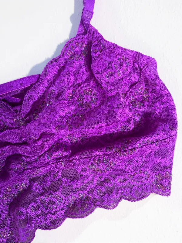 PINK Victoria's Secret Purple Lace Bralette Size Medium - Image 4