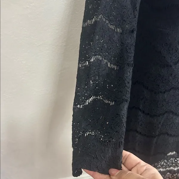 Xhilaration Women Black Lace Long Sleeve Dress Size M LACE - Image 7