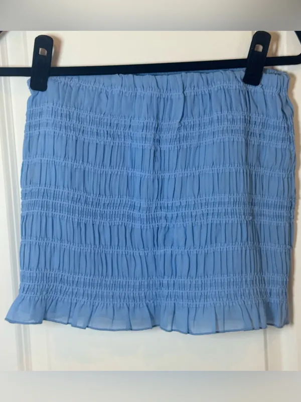NWT Abercrombie Cloudy Blue Sheer Ruched Mini Skort XS Smocked Coquette Y2K - Image 4