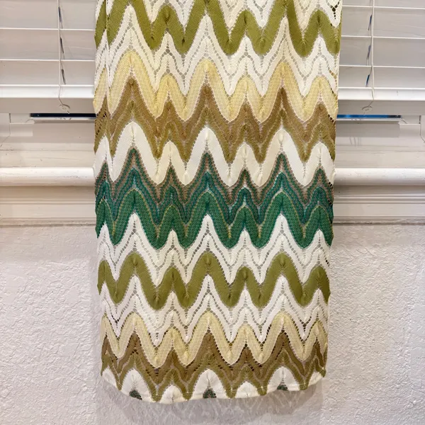 NEW Sadie & Sage The‎ Tides Maxi Dress Green Chevron Crochet Spaghetti Strap L - Image 2