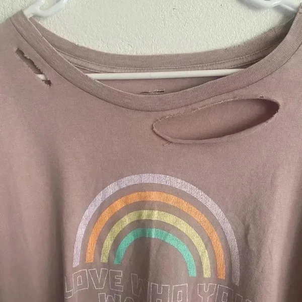 🆕NWOT Aerie Distressed Vintage Rainbow Print Oversize Tee L🆕 - Image 5