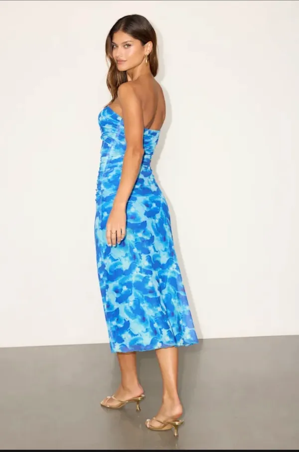 Lulus Chania Blue Abstract Strapless Midi Dess - Image 2