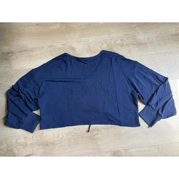 EUC Aerie Offline long sleeve blue cinch front terrycloth sweatshirt Cropped XL - Image 2