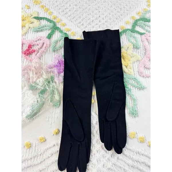 Vintage Gloves‎ by Superb for B Altman & Co Black Opera Length Made in France - Image 4