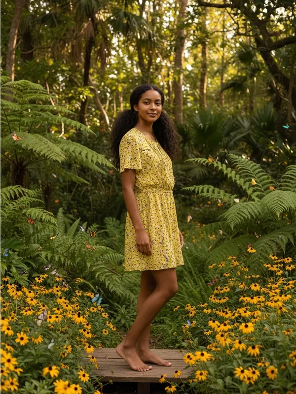 Loft brand adorable Yellow Floral Short-Sleeve Midi Dress - Image 3
