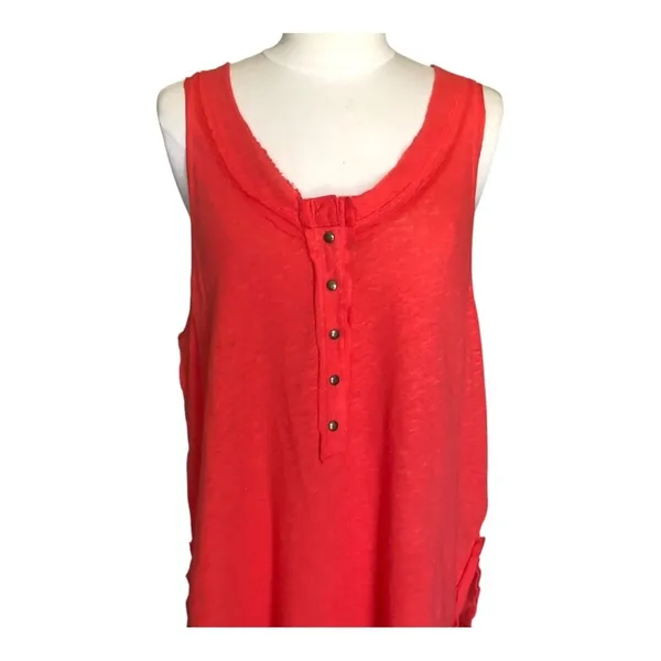 We The Free Free People Love Language Henley Tank Top Coral Sleeveless NWT Small - Image 3