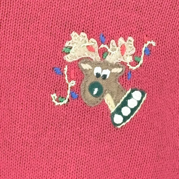 Vintage Heirloom Collectibles‎ Red Reindeer Christmas Sweater Cardigan Size 16 - Image 11