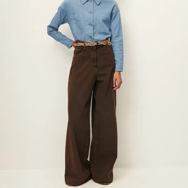 $275 New Sessun Dalt Brown Wide leg High Rise Jean - US 24 (34) - Image 2