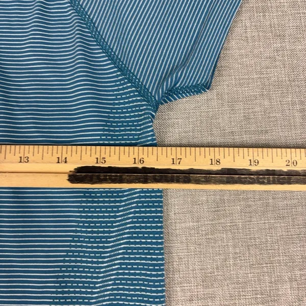 Athleta Shirt Womens Small Blue Striped Crew Neck Lightweight Athletic Top - Image 3