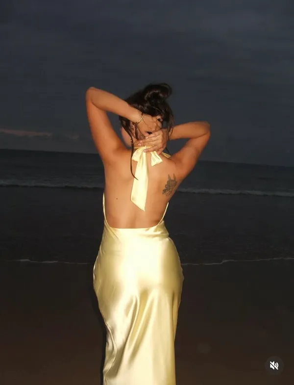 Zara butter Yellow Backless Halter maxi Dress holiday evening wedding - Image 5