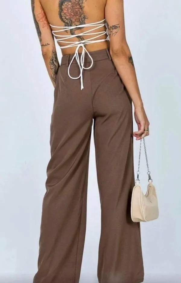 Princess Polly Archer Pants Brown - Image 3