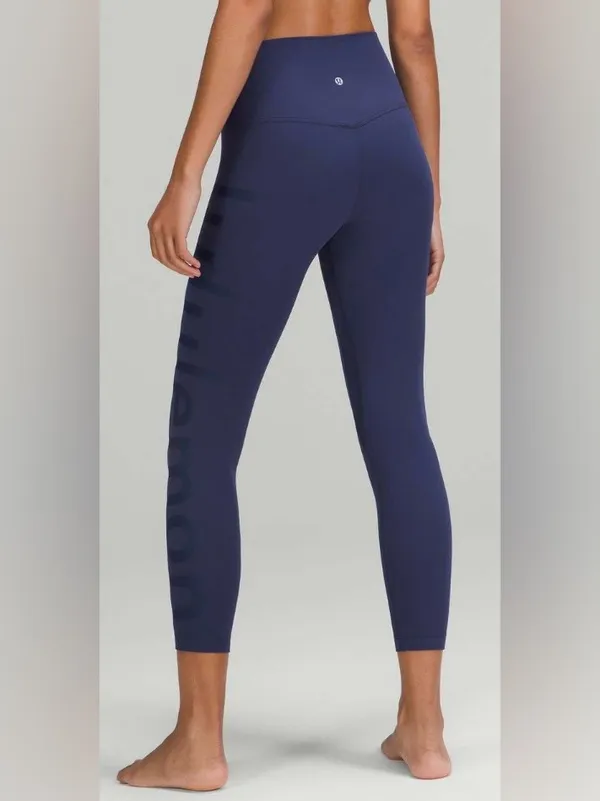 Lululemon Align High Rise Navy 25” Leggings with Side Logo Graphic Size 8 - Image 3