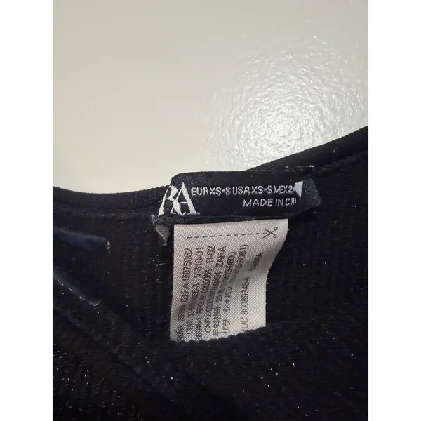Zara Womens Black Shimmer Metallic One edgy Shoulder Ribbed Bodysuit XS NWOT - Image 5