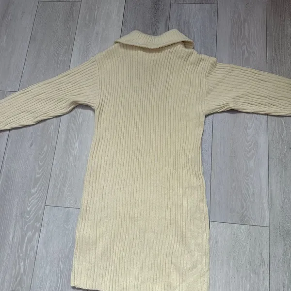 Missguided cream quarter zip long sleeve sweater knit midi dress size 4 tall‎ - Image 2