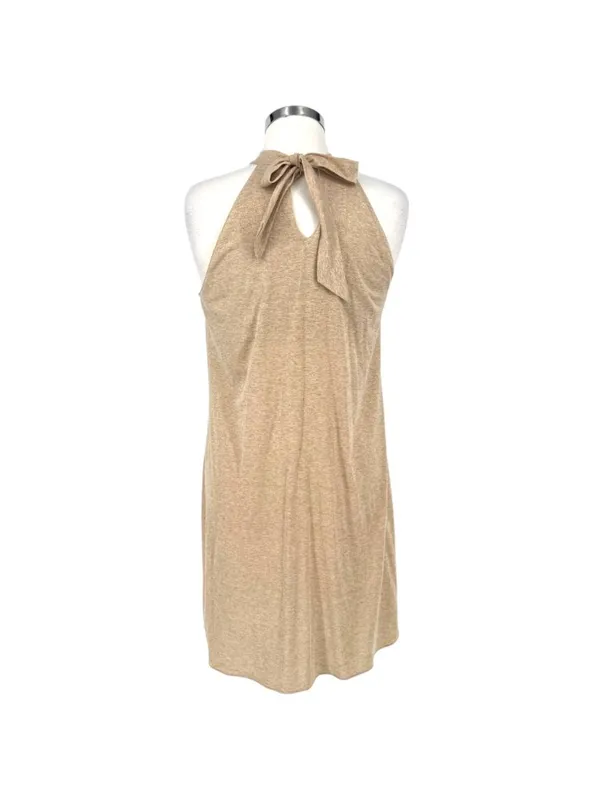 Michael Stars Metallic Gold Halter Dress Beach Resort Party Cream Beige Size XS - Image 7