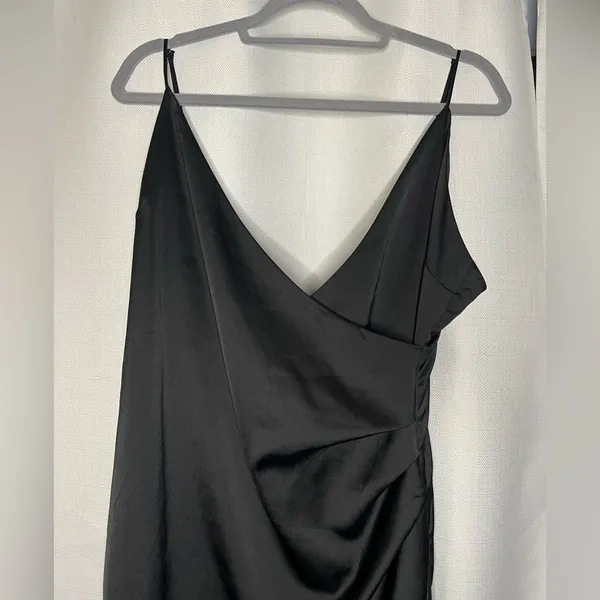Cotton Candy LA Black Satin Asymmetrical Dress Large - Image 5