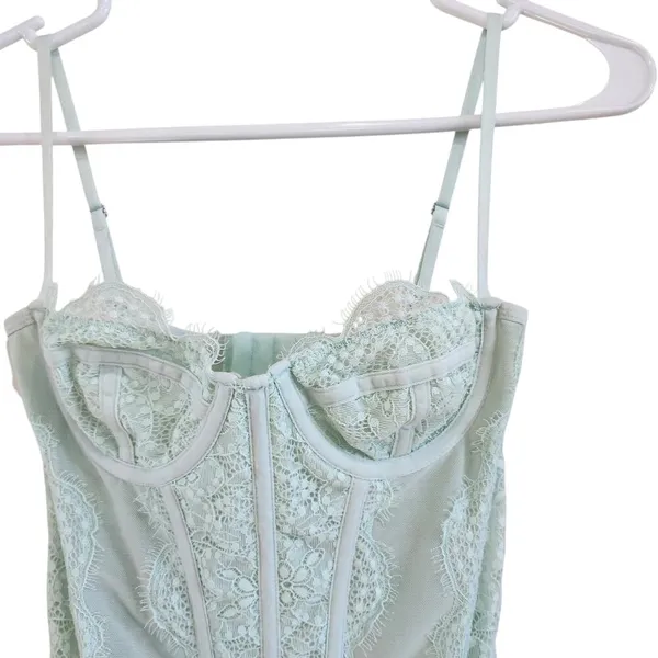 Y2K Out From Under Spaghetti Adjustable Strap Corset Top Mint Green Size Small - Image 4