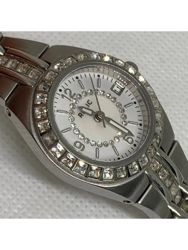 SilverTone tone Relic date watch 26mm all stainless steel 50MWR 5.5” running - Image 3