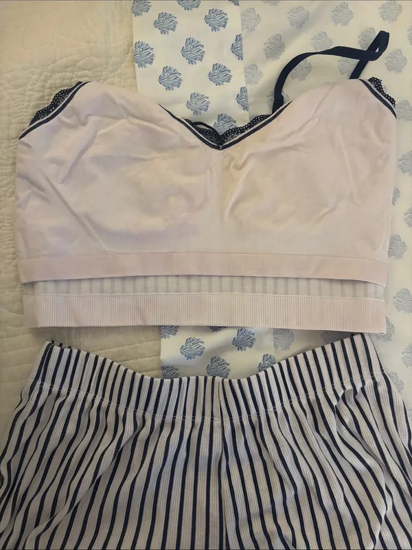 Striped Black & White Sleep Shorts - Women's Lounge Shorts - Image 2