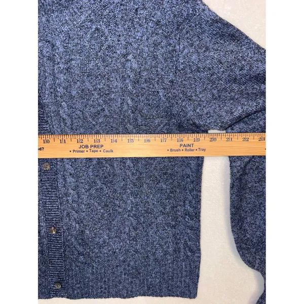 Current Air‎ Blue Marled Cable Knit Bell Sleeve Button Front Cardigan 2120145 M - Image 7