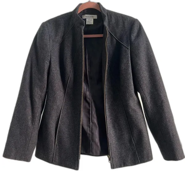 Harve Benard Gray Wool Zip Up Coat Women’s Size 6 Classic Tailored Vintage - Image 2