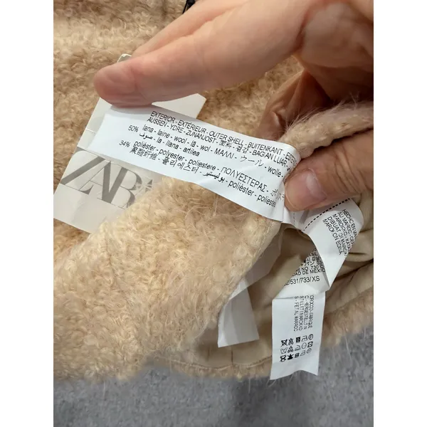 Zara Women Tube Top XS Beige Faux Fur Wool Blend Strapless 8982/531/733 NWT - Image 6