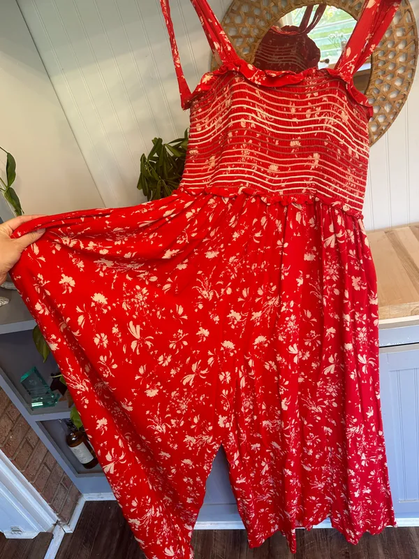 Free People Color My World Red Jumpsuit - Image 4