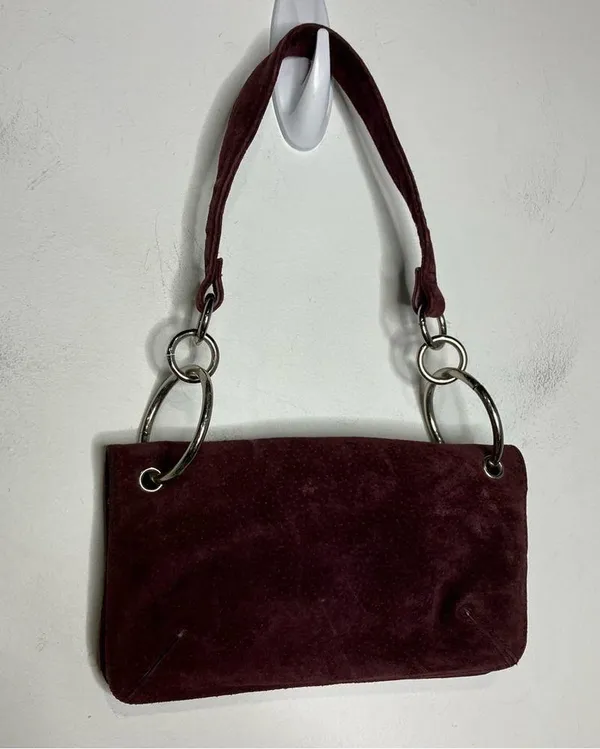 Y2K Wilson leather maxima deep purple plum suede leather shoulder bag 8.5”x4.75” - Image 3