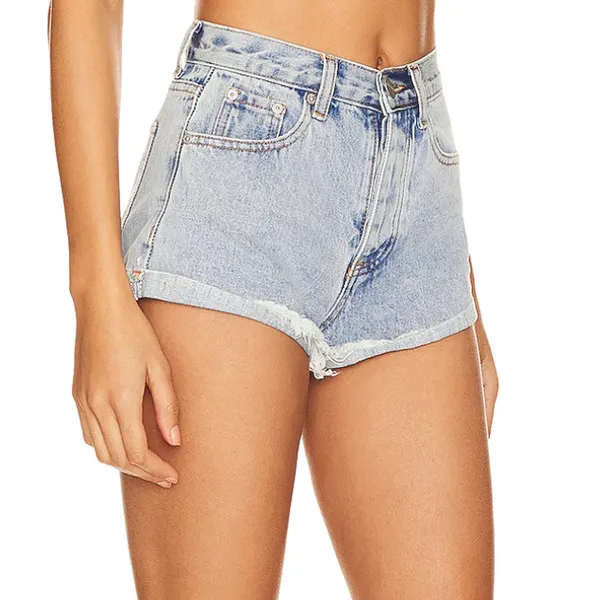 Superdown Cutoff Jean Shorts Size 23 Light Wash Faded Denim High Rise $68 NEW - Image 2