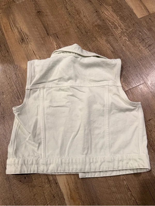 Zara Light Mint Denim Vest Jacket Small - Image 8